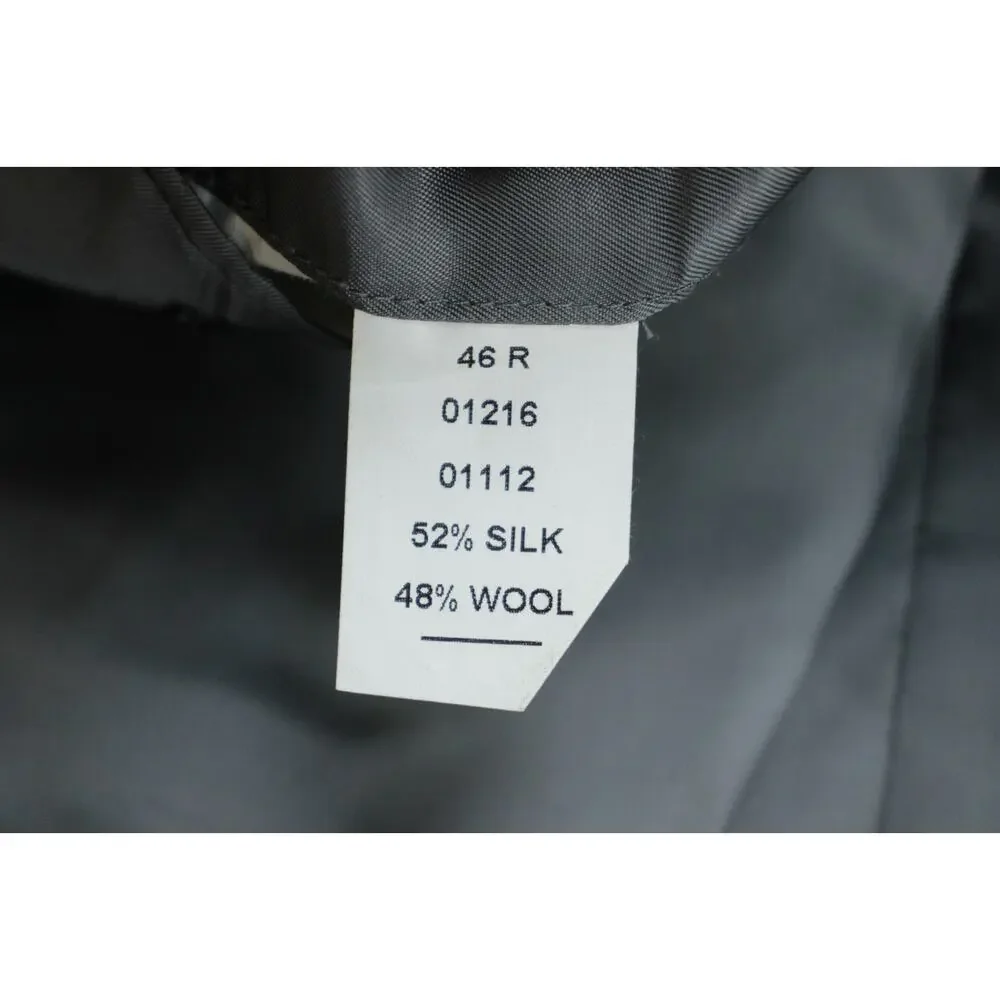 Jos A Bank Blazer Mens Size 46R Brown Windowpane Silk Wool 2 Button Notch Lapel